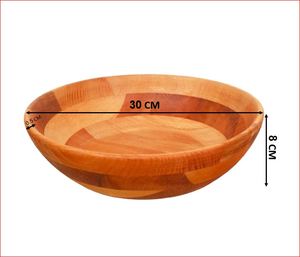 <b>Large</b> 30cm Beech Wood Salad <b>Bowl</b> - Natural Wooden Serving <b>Bowl</b> for Fruit & Table Decor - Product Image 6