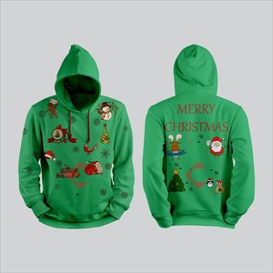 Latest New Design Printed Sublimation Men <b>Hoodies</b> 3D Oversize Fleece <b>Christmas</b> Logo Hooded Pullover Winter Drop Shoulder Solid - Product Image 1