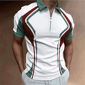 2023 Venta de verano poliéster algodón hombres Casual moda cremallera polos cremallera camiseta Polo camiseta cremallera - Product Image 3