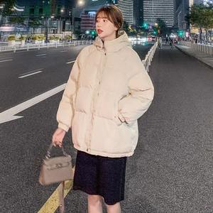 Veste polaire courte d'hiver pour femmes grande taille manteau rembourré en coton à coupe ample tissu polaire imprimé solide tricoté étudiants Bomber - Product Image 6