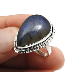 Regalo delicado para ella, anillo de Plata de Ley 925 con forma de lágrima de labradorita Natural, joyería hecha a mano, Fabricante Mayorista - Product Image 2