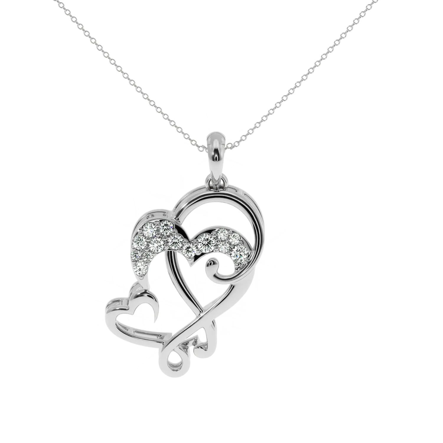 Forma Antiga Fantasia Pingente Cadeia Charme Diamante Natural SI - H/I Com 14K Ouro Branco Presente de Diamante Amor Dainty Jóias para As Mulheres