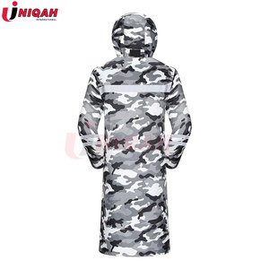 Tira reflectante verde fluorescente ensanchada empacable con capucha impermeable chaqueta de lluvia larga para adultos ropa impermeable reflectante para exteriores - Product Image 3