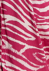 Nuevo diseñador de las mujeres de estilo indio fucsia cebra estampado Midi camisa vestido de media manga patrón Floral Logo espalda imperio gasa - Product Image 6