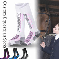 Chaussettes d'équitation durables avec logo personnalisé, chaussettes épaisses en tissu éponge, chaussettes d'équitation mi-hautes