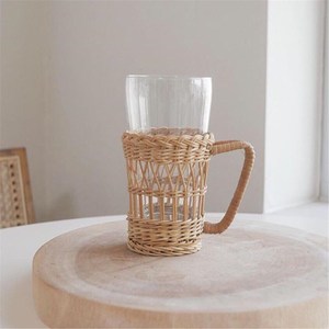 Juego de tazas de ratán para beber, cubierta envuelta con mango, jarra de vidrio, decoración de mesa de cocina, superventas - Product Image 5