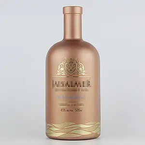 Individuelle goldene Glas-Gin-Flasche 500 ml Spirituosen-Lektor Wodka Glas Weinflasche 500 ml Glasflasche