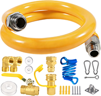 Manguera Flexible de Goma para Gas Natural de 3/4 Pulgadas de Alta Calidad, Superficie Lisa, Conexiones de Latón para Cocina Comercial al Aire Libre