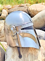 Casco Mandaloriano Hecho a Mano por Shubham - Acabado Antiguo Plateado |   Casco Inspirado en Star Helmet