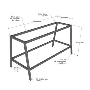Minimalist 240x100x105cm Standing Conference <b>Table</b> with A-<b>Shaped</b> Iron Legs Rubber Wood HBMN037 for Office Furniture - Product Image 5