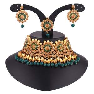 สร้อยคอโชกเกอร์ไข่มุกเทียมสำหรับผู้หญิงสีเขียว - Product Image 2