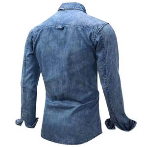 Camisa vaquera informal para hombre con mangas enrollables y bolsillos delanteros Camisa para hombre 2025 - Product Image 3