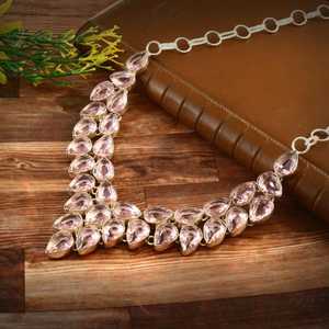 Collar de Plata de Ley 925 con kunzita Rosa hecho a mano, joyería religiosa cristiana, cadena de eslabones, regalo de boda, Material de latón - Product Image 6