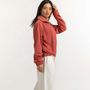 100% sudaderas de algodón de alta calidad con cuello redondo para mujer, diseño de agujeros bordados, Sudadera con capucha con dobladillo crudo, patrón estampado de talla grande 6XL, forro polar liso - Product Image 6