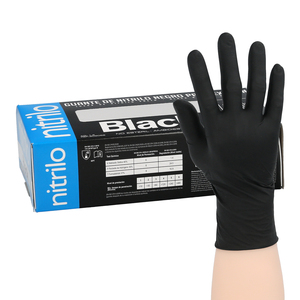 Disposable Nitrile Gloves, Black, Size S, 5.5 gms. Thick. Box of 100 gloves. - Product Image 1