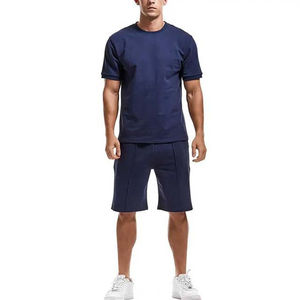 Conjuntos de pantalones cortos para hombre, conjunto de 2 piezas de algodón 100% para hombre, conjunto corto de camiseta y chándal corto, conjunto de verano OEM - Product Image 6