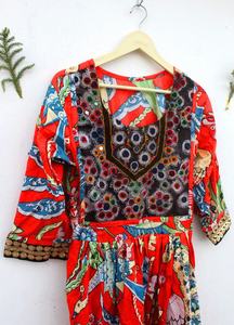 Robe tunique vintage en coton indien imprimé à la main pour femmes - Product Image 5