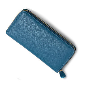 Cómoda cartera larga de cuero genuino con protección de tarjetero Rfid Monedero clásico de cuero de guijarro para mujer - Product Image 2