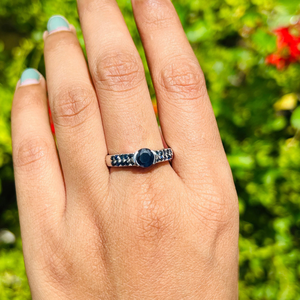 Bague de naissance de septembre de qualité supérieure avec véritable saphir bleu Design de fête de mariage classique plaqué rhodium pour Noël - Product Image 2