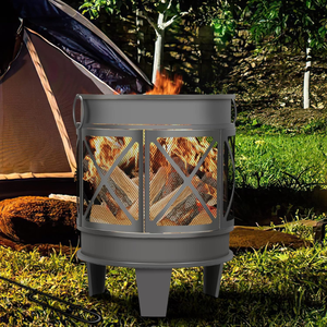 Garden Supplies Steel Fire Pit Basket with Handles Spark Protection Metal Fire Pit for Patio & Garden - Product Image 6