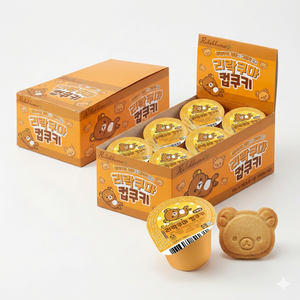 Biscuits coréens en gros en forme d'ours, croustillants au beurre, 17g, saveur miel, biscuits premium à motifs gaufrés, en boîte - Product Image 1