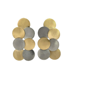 Lituanie janvier Unique dames symétrique martelé plaqué or balancent bijoux 2024 boucles d'oreilles occidentales moins de 100 pour les filles - Product Image 1