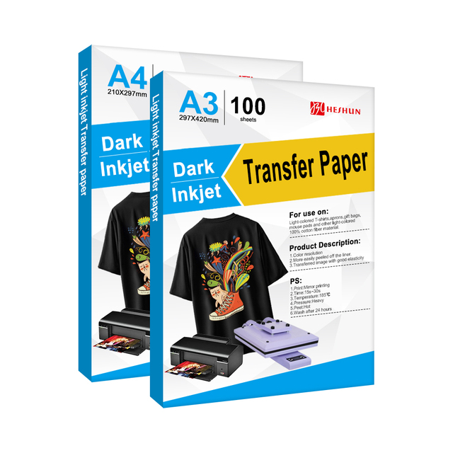 A3 A4 Heat Transfer Paper for Dark Fabric T Shirt Transfers Paper for Inkjet Printer Printable Heat Transfer Vinyl for T-Shirts