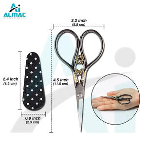 ALMAC Mini ciseaux à broder en acier inoxydable de haute qualité Belle source d'alimentation manuelle au design vintage plaqué or noir - Product Image 3