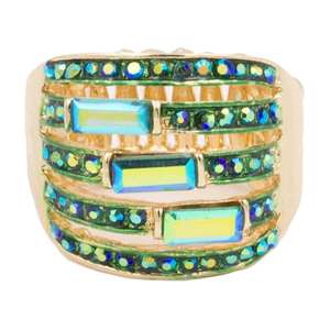 Anillos Elásticos de Cristal AB Chapados en Oro, Talla Única, Joyería Casual de Moda Hip Hop para Hombres y Mujeres - Product Image 3