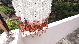 สตริงจัสมินประดิษฐ์ด้วยดอกบัว MDF และดอกไม้แขวนผนังประตูหน้า Toran สําหรับหน้าต่างบ้าน Valance ตกแต่งทางเข้า - Product Image 3