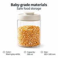 Stoples Kaca Kedap Udara 900ml, Stoples Penyimpanan Makanan Kaca Borosilikat, Tutup Geser, Stoples Dapur, Kopi, Teh, Gula, Bebas BPA, untuk Dapur