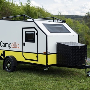 Campella Mini Caravan 2 Person Yellow Aluminum Travel Trailer Lightweight Modern <b>Camping</b> RV with <b>Storage</b> <b>Box</b> - Product Image 1