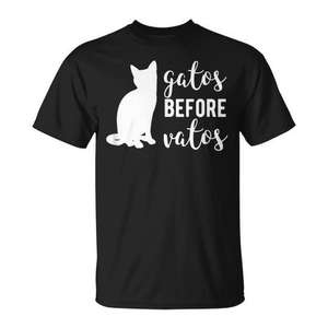 Camiseta Gatos Before Vatos Kitty en español, color negro, unisex para adultos - Product Image 1