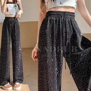 Mejor calidad transpirable color personalizado mujeres strass pantalón nueva moda gran oferta ropa de calle - Product Image 3