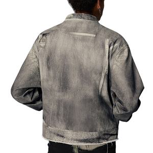 Chaqueta Vaquera Blanca con Estampado Vintage Desgastado, Estilo Casual para Hombre, con Logotipo Personalizado, Botones de Alta Calidad y Bordado - Product Image 3