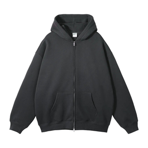 Vêtements de rue Sweat à capuche surdimensionné avec fermeture éclair en coton polaire épais de qualité Logo personnalisé OEM Vente en gros Sweats à capuche avec fermeture éclair - Product Image 3