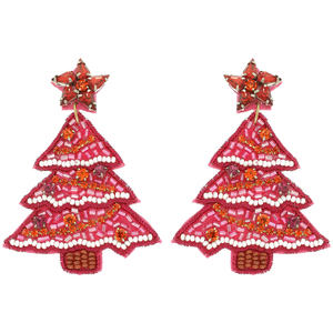 Pendientes bordados con cuentas coloridas para mujer hechos con cuentas de vidrio 100% perfectas para celebraciones de festivales tradicionales - Product Image 3
