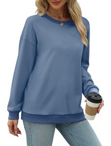 Drop shoulder heavyweight Loose Tops Pullover Femme haute qualité Casual Oversized Soft Sweatshirt Solid Long Sleeve - Product Image 4