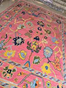 พรมแบบชาวเตอร์คิชชั้นสูงทำด้วยมือพรมเปอร์เซียพรมสีชมพูสำหรับห้องนั่งเล่นชุดพรมผ้าฝ้ายขนาด9x12สำหรับออกกำลังกาย - Product Image 3