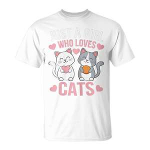 เสื้อยืดลายหัวใจคนรักแมวน่ารักสำหรับลูกแมว เพียงแค่ผู้หญิง เสื้อยืดโปรโมชั่นน่ารักเพียงแค่ผู้หญิงสำหรับผู้รักแมว - Product Image 1
