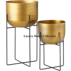 Macetas y macetas creativas altas, accesorios de decoración para el hogar, macetas de Color blanco y Marco de Color dorado, Juego de 2 plantas artificiales de almacenamiento - Product Image 4