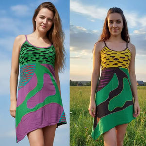 Women's Blast Fashionable Boho <b>Dress</b> Stylish Hosiery Lace Button <b>Tassel</b> Pocket Zipper Embroidery Crystal Decorations Made Rayon - Product Image 1