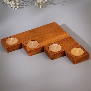 Portavelas de madera minimalista para velas cónicas - Product Image 4