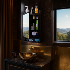 Mueble de baño PARASNATH Rich Look negro con espejo, unidad de almacenamiento de pared resistente y resistente con acabado elegante - Product Image 3