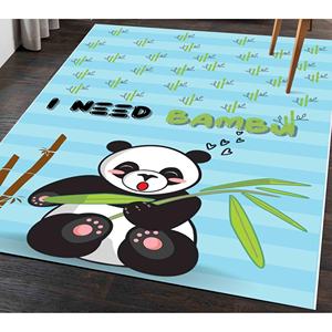 Tapis mignon à l'effigie d'un panda, tapis imprimé, tapis bleu, tapis pour enfants, tapis de chambre d'enfant, tapis doux non tissé - Product Image 1