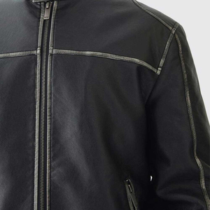 Chaqueta de cuero para hombre de buena calidad de diseño único frontal impermeable a prueba de viento invierno estilo callejero tamaño regular servicio OEM - Product Image 6