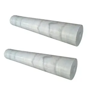 Balustrade en marbre blanc en pierre naturelle, Balustre avec rampe et main courante, Balustrade en marbre poli - Product Image 1