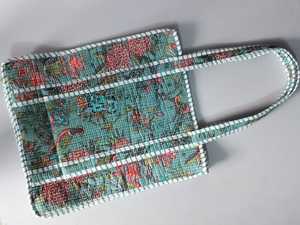 Sac fourre-tout en coton matelassé imprimé à la main en Inde, doublé, avec motif de jungle brodé, sac à main pour femme, sac à bandoulière, été - Product Image 3