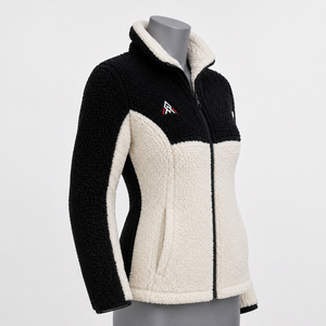 Veste en polaire sherpa personnalisée pour femmes |   Veste d'hiver en peau de mouton berbère à col montant, design réversible, coupe-vent à l'avant - Product Image 5