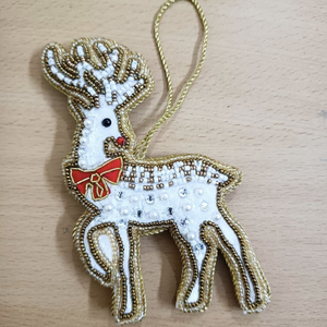 Adorno Navideño de Reno con Cuentas Hecho a Mano, Decoración Festiva Colgante con Perlas y Bordado para Árbol, Regalo - Product Image 3